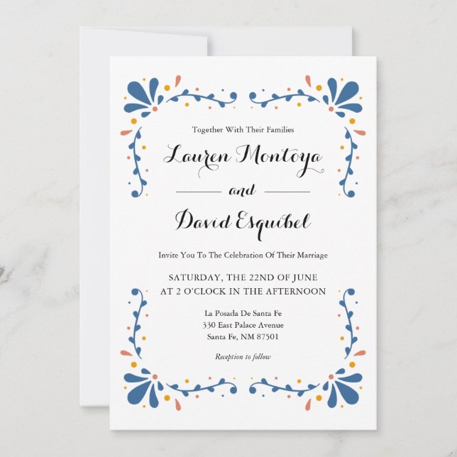 Mexican Talavera Wedding Invitation (Front)
