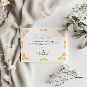 Mexican Talavera Yellow Floral Minimalist Wedding Thank You Card