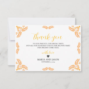 Mexican Talavera Yellow Floral Minimalist Wedding Thank You Card