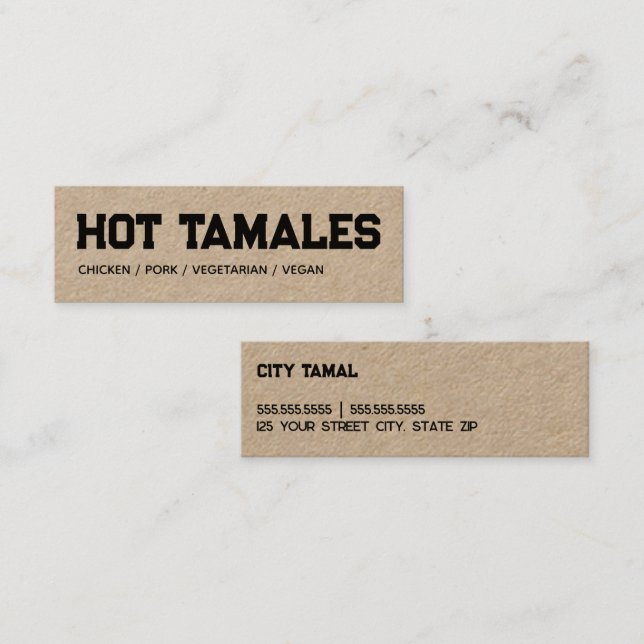 Mexican Tamales Kraft Mini Business Card (Front/Back)