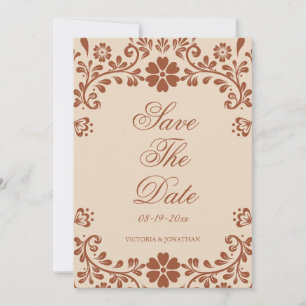 Mexican Terracotta Beige Wedding Save The Date