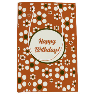 Mexican terracotta floral flowers medium gift bag