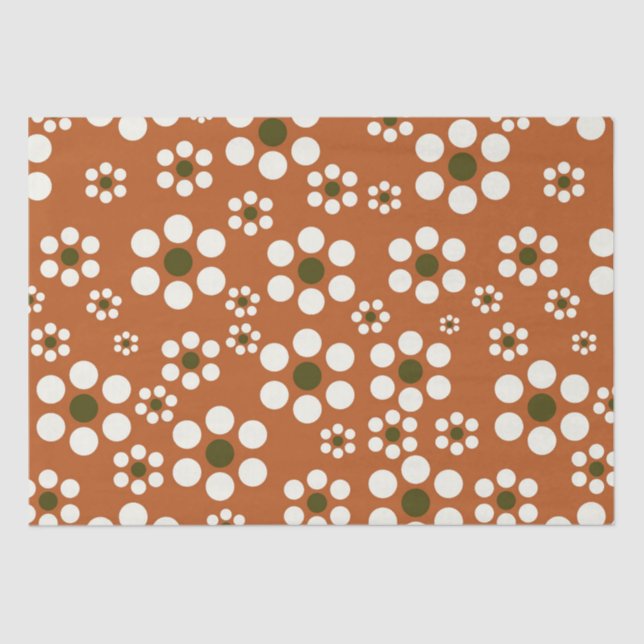 Mexican terracotta floral flowers tissue paper (Front)