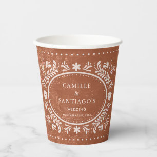 Mexican Terracotta Papel Picado Wedding Paper Cup