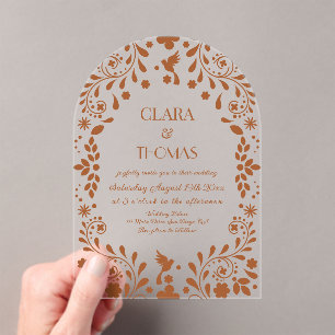 Mexican Terracotta Wedding Elegant Acrylic Invitations
