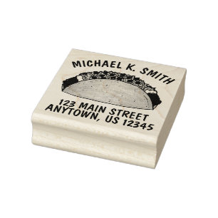 Mexican Tex Mex Corn Taco Personalised Address Rubber Stamp