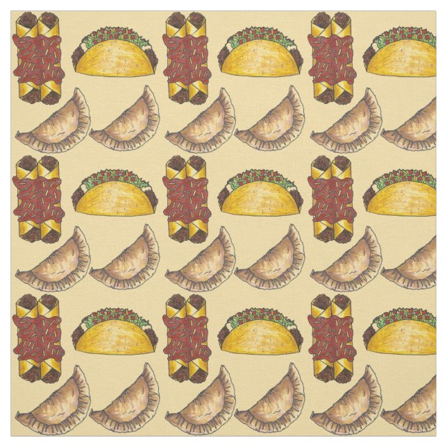 Mexican Tex Mex Food Empanada Taco Enchilada Fabric (Swatch)