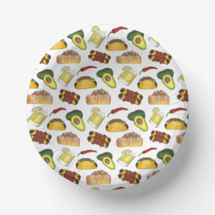 Mexican Tex Mex Food Taco Enchilada Chimichanga Paper Plate