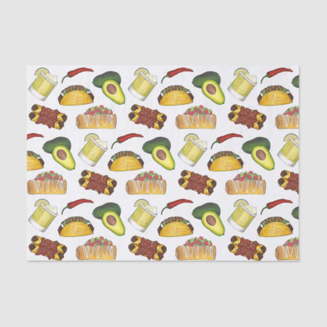 Mexican Tex Mex Food Taco Enchilada Chimichanga Tissue Paper (Front)