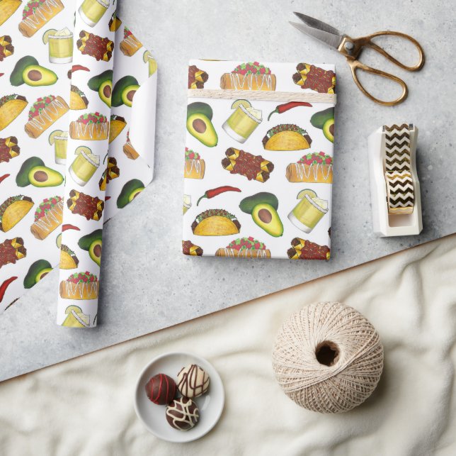 Mexican Tex Mex Food Taco Enchilada Chimichanga Wrapping Paper (Crafts)