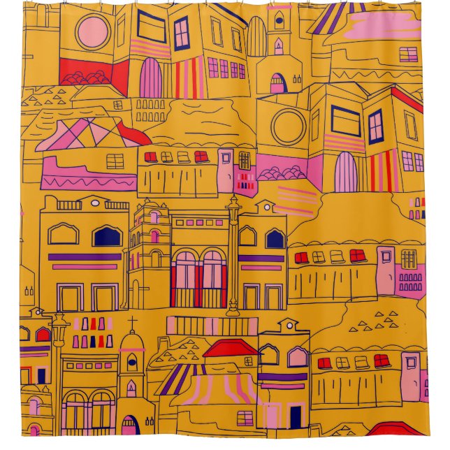 Mexican Textile Seamless Pattern Design Shower Curtain (Front)