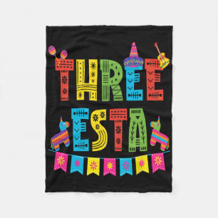 Mexican Theme 3rd Birthday 3 Year Old Kids Three E Fleece Blanket