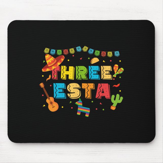 Mexican Theme 3rd Birthday 3 Year Old Kids Three E Mouse Mat (Front)