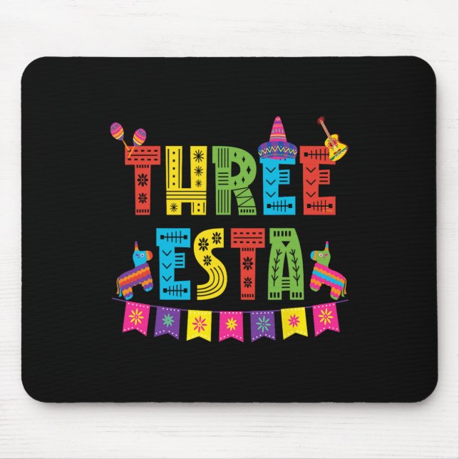 Mexican Theme 3rd Birthday 3 Year Old Kids Three E Mouse Mat (Front)