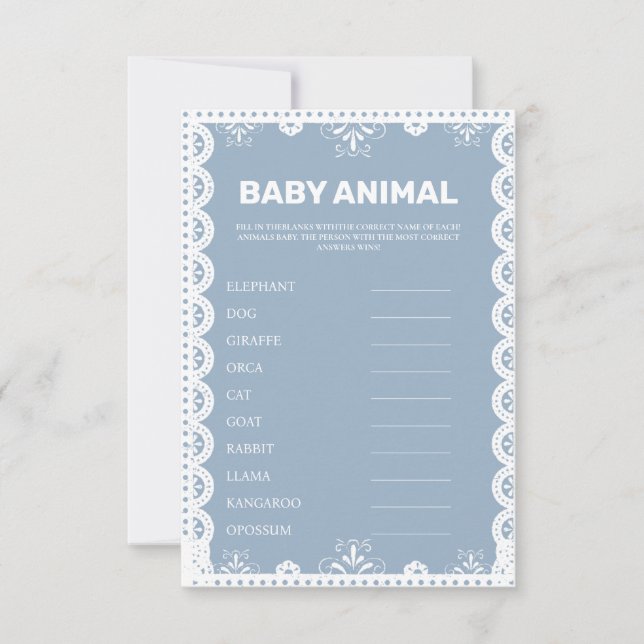 Mexican Theme Baby Name baby shower game card (Front)