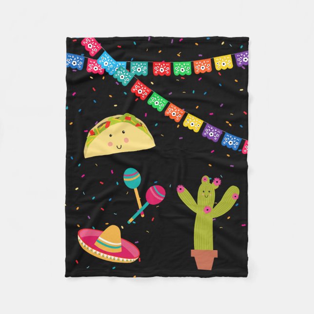 Mexican Theme Cute Colourful Summer Party  Fleece Blanket (Front)