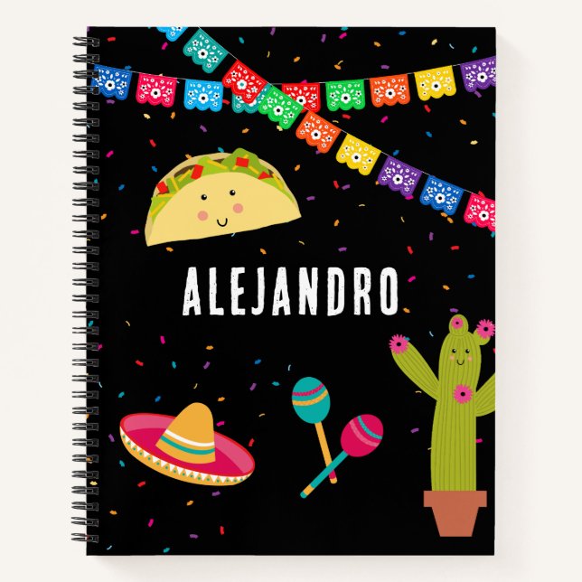 Mexican Theme Cute Colourful Tacos Summer Party  Notebook (Front)