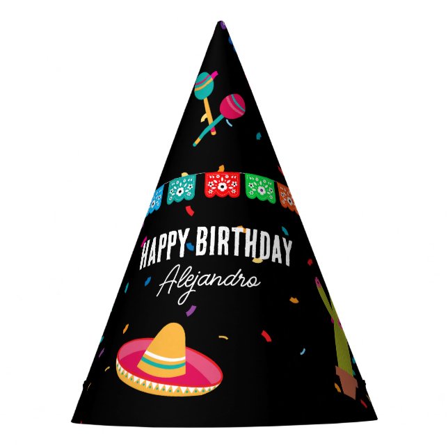 Mexican Theme Fiesta Birthday Party Party Hat (Front)