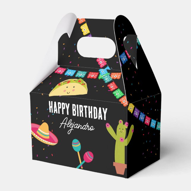Mexican Theme Fiesta - Taco Bout a Party Birthday  Favour Box (Front Side)