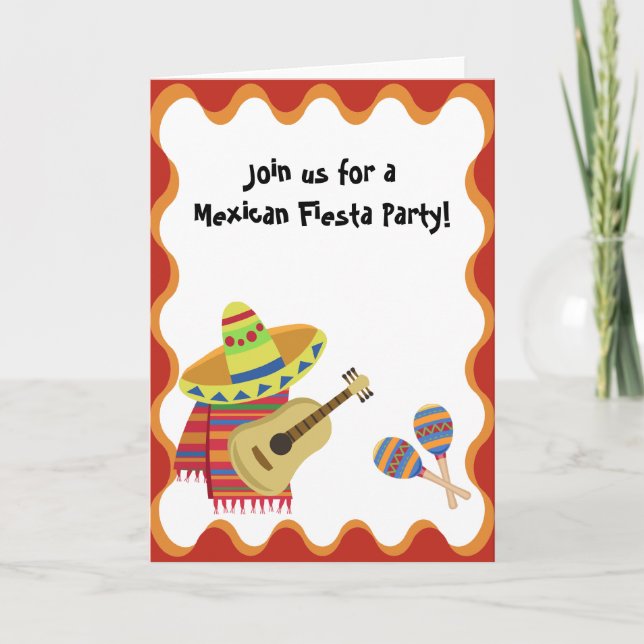 Mexican Theme Note Card Party Birthday Invitation (Front)