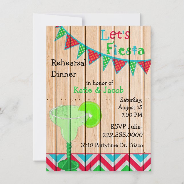 Mexican Theme Wedding Rehearsal Dinner Invitation (Front)