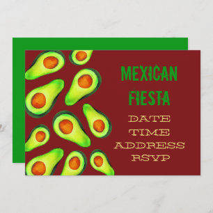 Mexican themed party Fiesta guacamole avocado Invitation