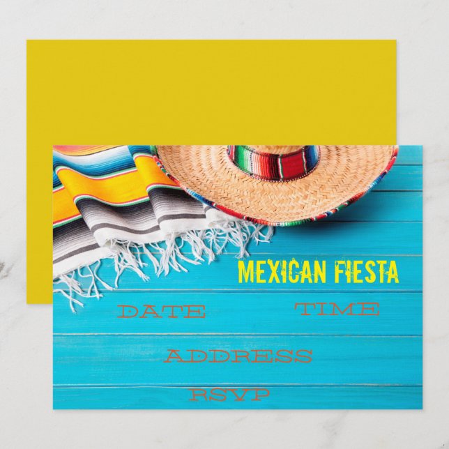Mexican themed party Fiesta Invitation (Front/Back)
