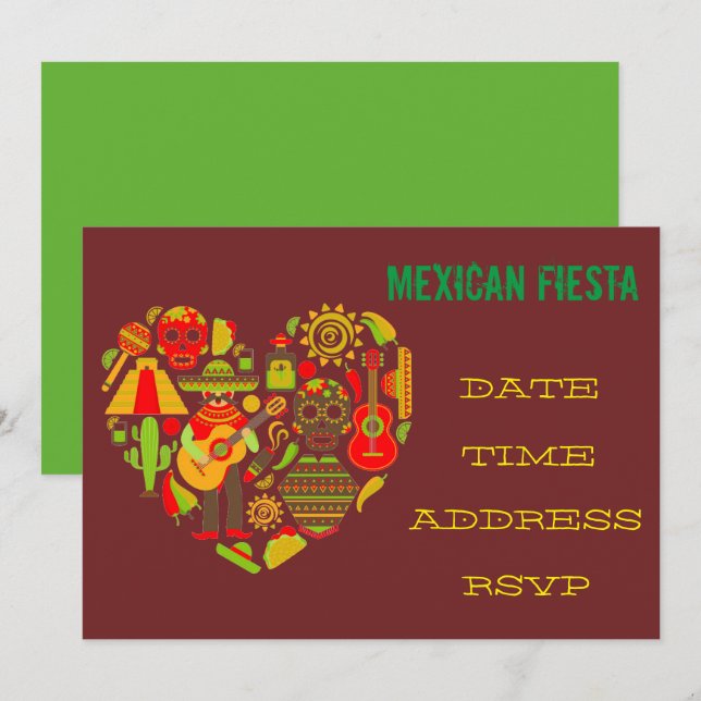 Mexican themed party Fiesta mariachi Invitation (Front/Back)