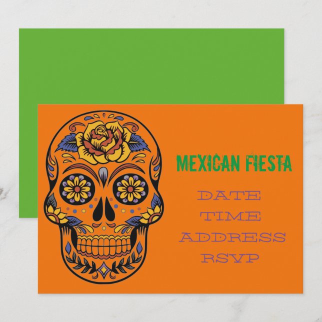 Mexican themed party Fiesta skull Invitation (Front/Back)