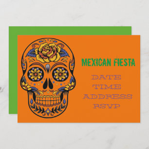 Mexican themed party Fiesta skull Invitation