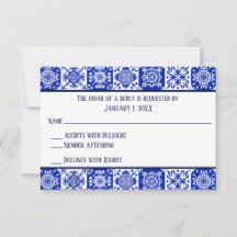 Mexican-themed Spanish Tile RSVP Cards