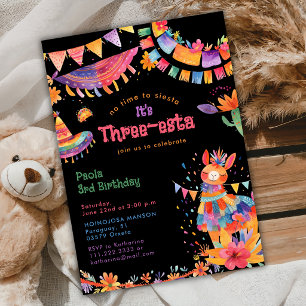 Mexican Three-Esta Fiesta Kids 3rd Birthday  Invitation