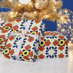 Mexican Tile Blue Mosaic Wrapping Paper