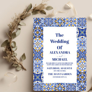 Mexican Tile Floral Wedding Invitation