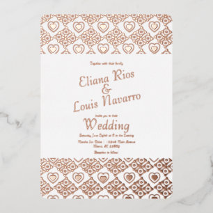 Mexican Tile Hearts Talavera Gold Wedding Pressed