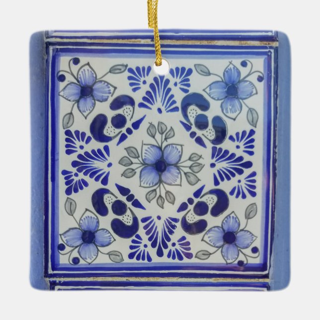 Mexican Tile | Talavara |  Mexico Ceramic Ornament (Front)