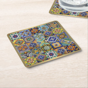 Mexican Tiles Square Paper Coaster