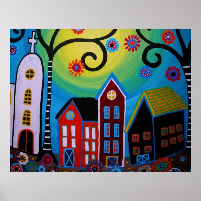 MEXICAN TOWN PAINTING POSTER (Front)
