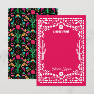 Mexican Traditional Floral Fiesta Pink Baby Shower Card