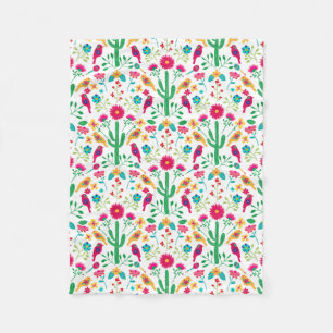Mexican Traditional Floral Folk Art Bright Colours Fleece Blanket