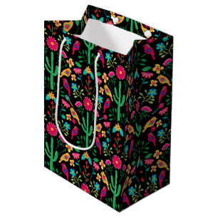 Mexican Traditional Folk Art Bright Colours Black Medium Gift Bag