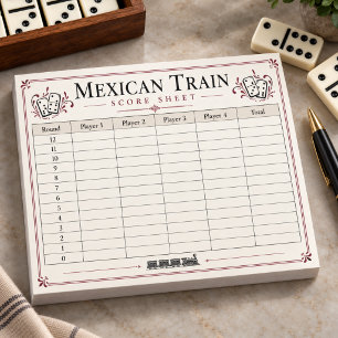 Mexican Train Score Sheet Notepad