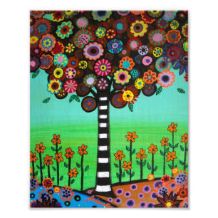 Mexican Tree of Life Flowers Painting Photo Print