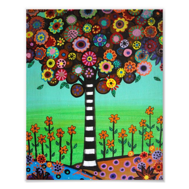 Mexican Tree of Life Flowers Painting Photo Print (Front)
