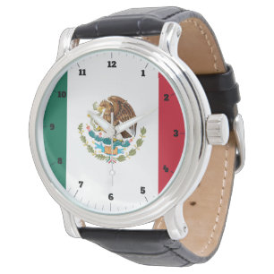 MEXICAN TRICOLOR FLAG GREEN WHITE RED WATCH