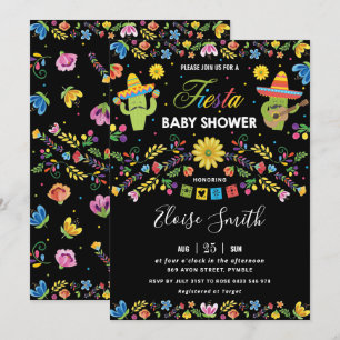 Mexican Vibrant Floral Cactus Fiesta Baby Shower Invitation