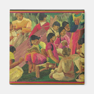 Mexican village scene magnet