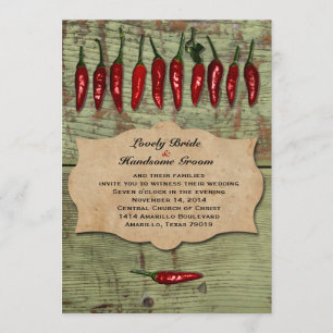Mexican Vintage Rustic Peppers Wedding Invitation