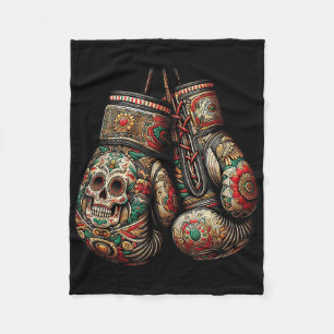 Mexican Vintage Style Boxing Gloves Aztec Mayan Fi Fleece Blanket