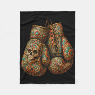 Mexican Vintage Style Boxing Gloves Aztec Mayan Fi Fleece Blanket
